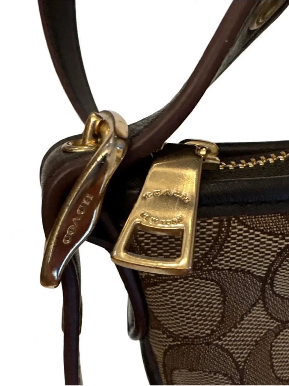Coach 25697 Signature Jacquard Dufflette Hobo Khaki Brown Gold 2022